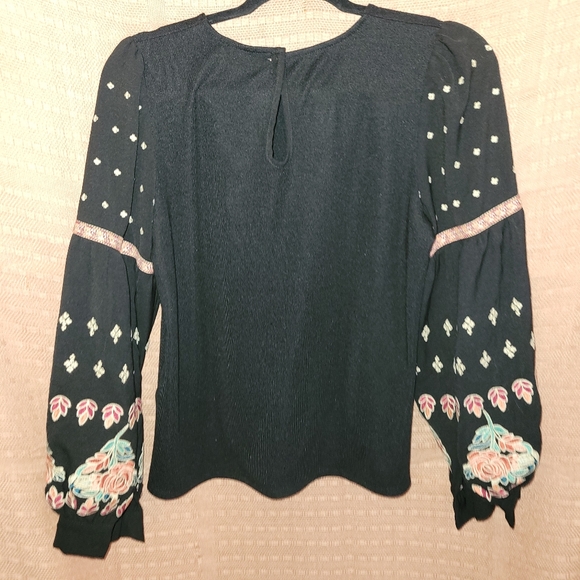 THML Embroidered Long Sleeve Black Top - Picture 2 of 5